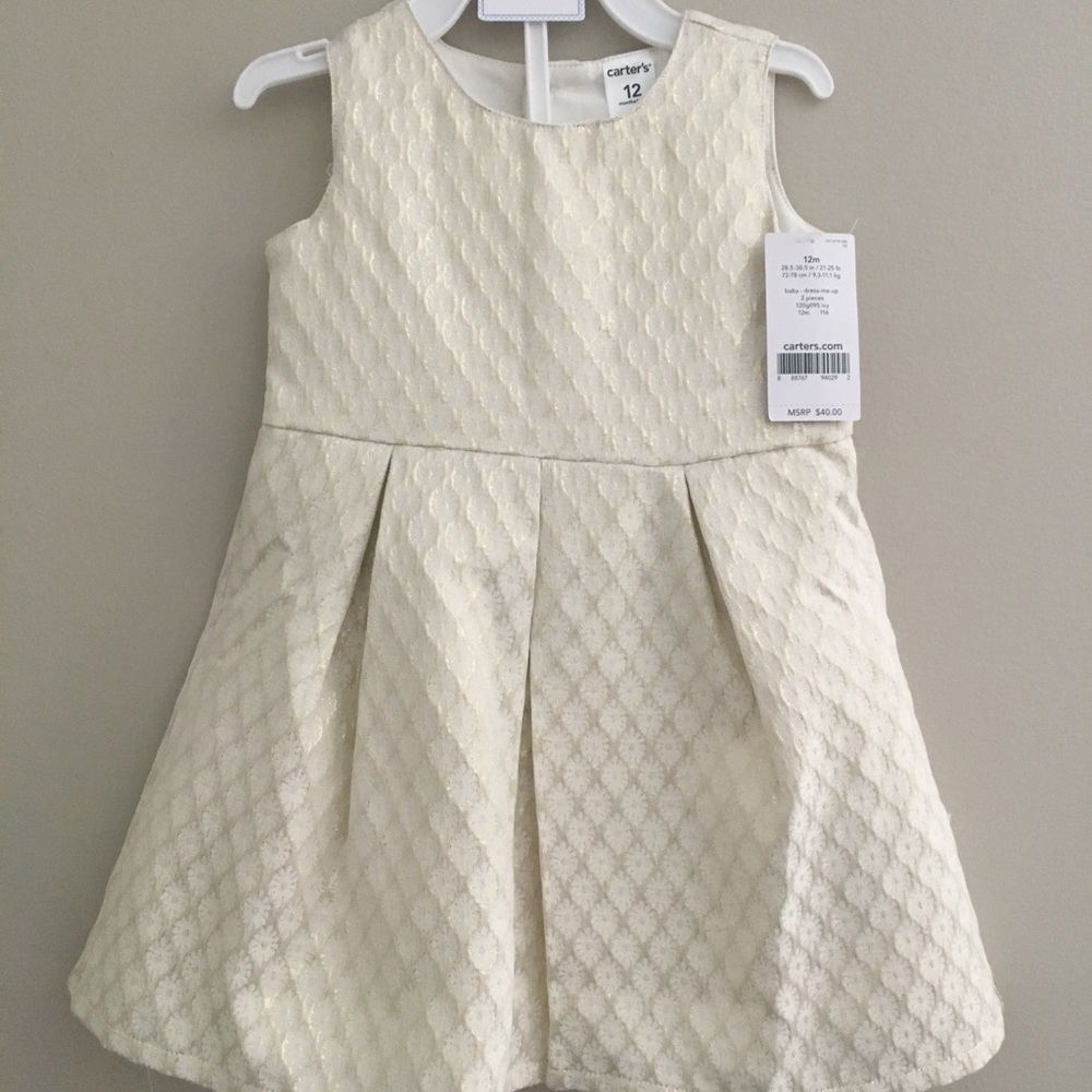 Ivory and gold jacquard dress